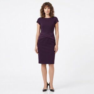 Kasper Purple Sheath Dress with Waist Draping